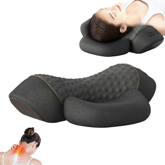 Cervical Pillow for Sleep Support - Massage, Heat Therapy, Electric Adjustable Headrest with Warm Compress, Posture Corrector for Neck & Spine Alignment, Memory Pillow for Neck Pain Relief