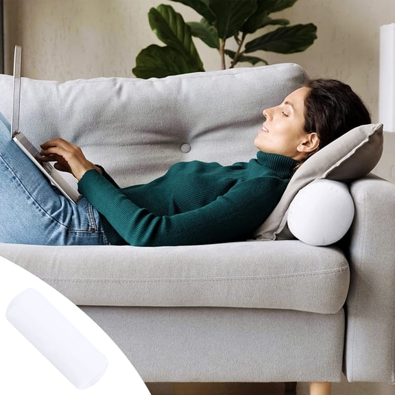 Cervical Pillow for Sleeping 2 Pack, QQZ Supportive Round Bolster Pillows for Neck Back Legs, Cotton Cylinder Yoga Pillow Machine Washable for Travel Home