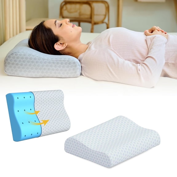 Cervical Pillow, Ventilated Cooling Gel Memory Foam Pillow, Grey - Standard Size | Orthopedic Pillow Neck Support Pillow For Sleeping, Neck & Shoulder Pain, Durable, Long Lasting - Pack Of 1