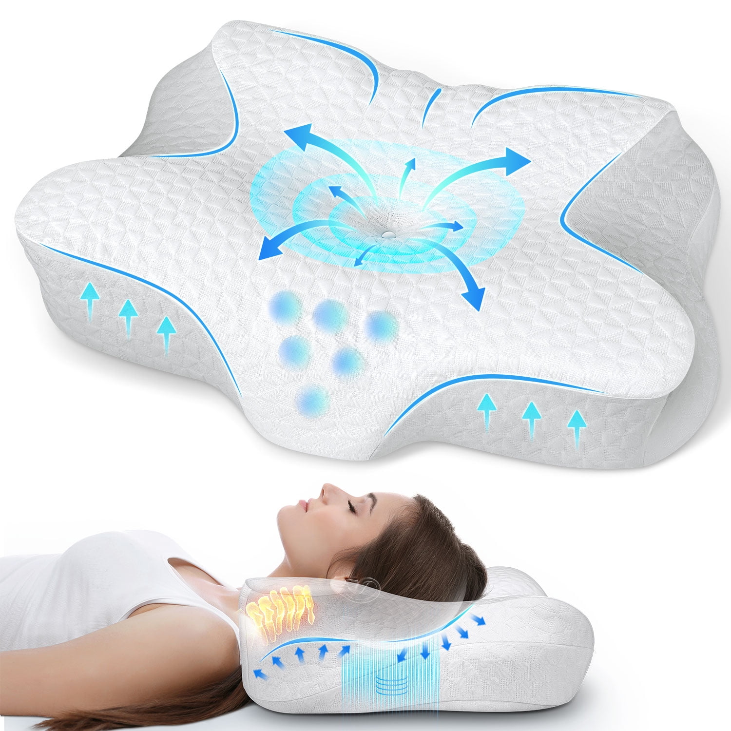 FAPO Cervical Pillow for Neck Pain Relief, Ergonomic Orthopedic Memory ...