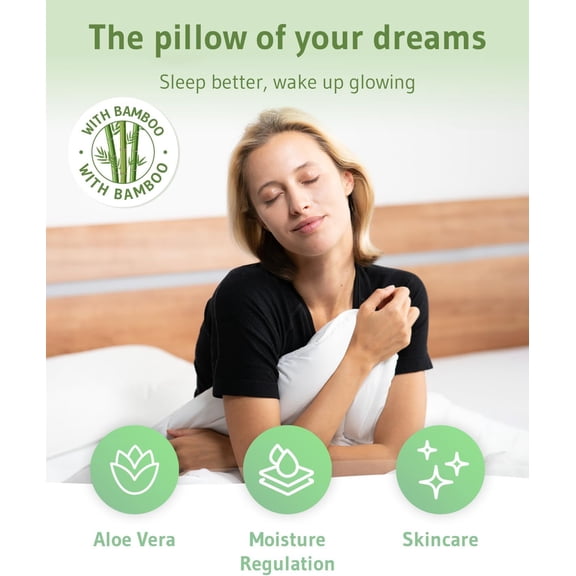 Cervical Pillow with Aloe Vera Cover for Neck Pain Relief Memory Foam Wedge for Side Back Sleepers