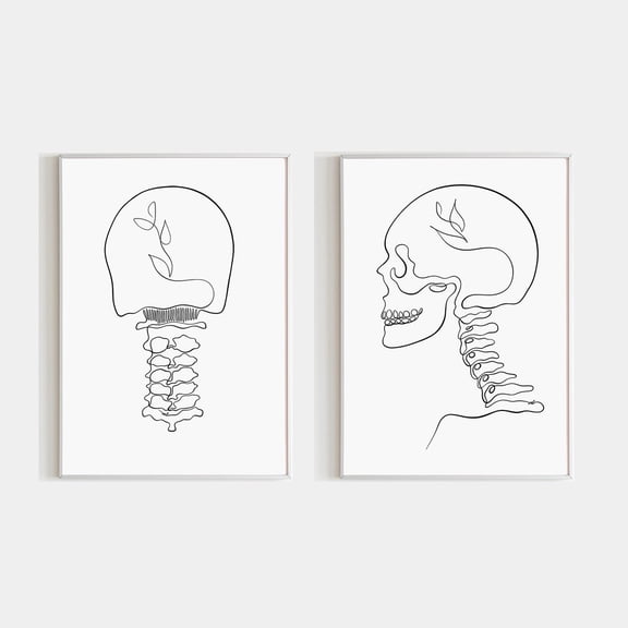 Cervical Spine Wall Art Vertebrae Physical Therapist Chiropractor Art Anatomy Set 2 Stretched Canvas 16x24