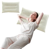 Cervical Support Pillow Low Profile Ergonomic Memory Foam Core for Neck Pain Relief and Improved Sleep Posture, Thin Design for Adults, Travel & Side Sleepers NAJKZA | White