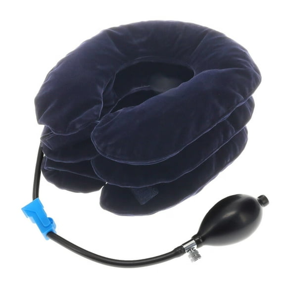 Cervical Traction Collar Neck Brace,Decompression and Compression Adjustable,Neck Support for Spinal Alignment and Neck Discomfort,with Soft Fabric and Easy-to-Use Inflator Bulb