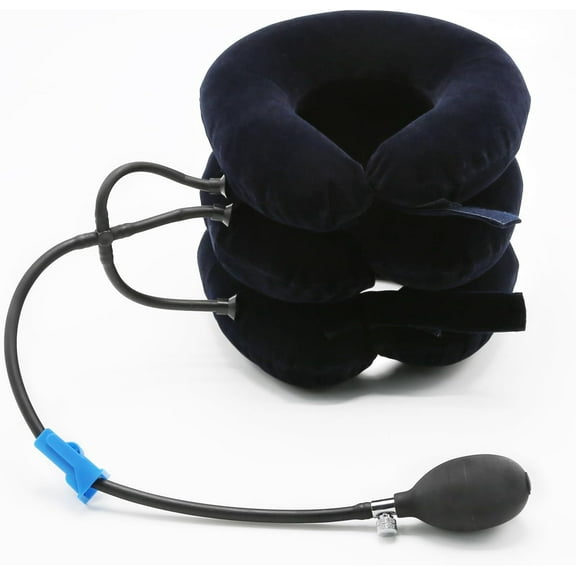 Cervical Traction Device for Neck Pain Relief, Adjustable Inflatable Neck Brace & Cervical Neck Traction Device Home Use Decompression (Blue)