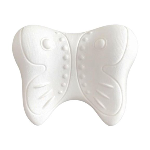 Cervical Traction Pillow, Eva Foam Neck Stretcher With Acupressure Nodes, White Butterfly Wedge for Office Workers, Travel-Sized