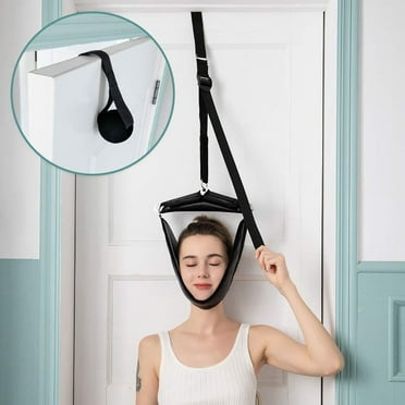 Cervical traction device portable door equipment relieve neck pain overhead traction stretcher home physics-black