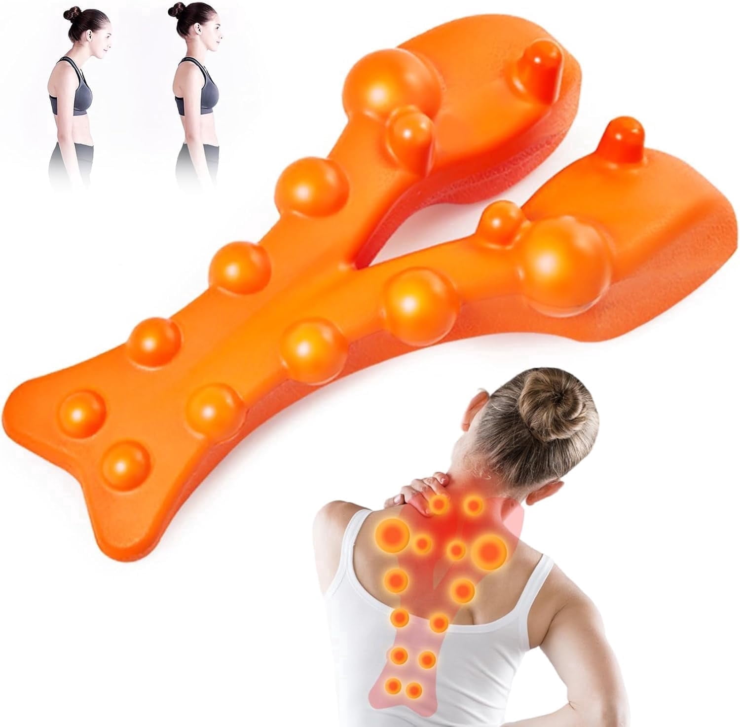 Cervipoint Trigger Point Massager - Occipital Release Tool, Neck Release Pressure Point Massage from Head to Shoulder Blade (Orange)