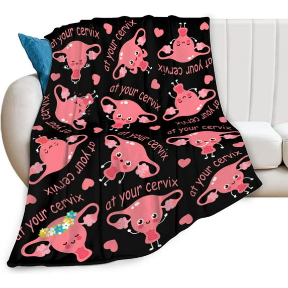Cervix Uterus OBGYN Soft Throw Blanket All Season Microplush Thick Warm Blankets Tufted Fuzzy Flannel Throws Blanket for Bed Sofa Couch 50"x40"