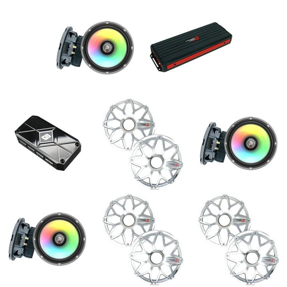 Cerwin Vega Marine 6 Channel Amplifier with (3) Pair RPM Stroker 6.5" White/Stainless plus RGB LED App Remote