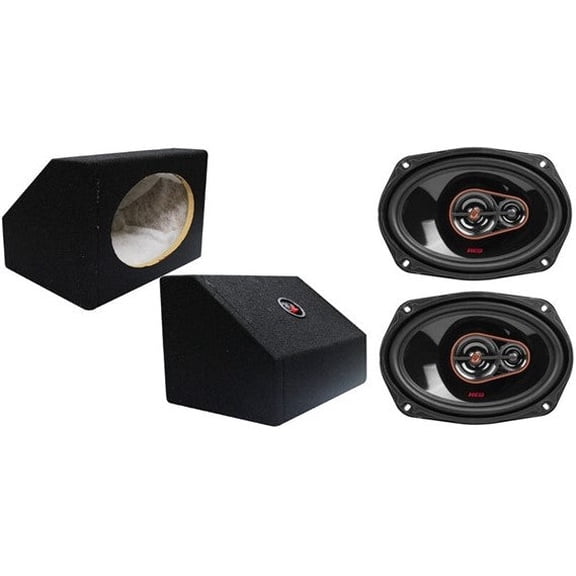 Cerwin Vega H7693 6x9" 3-Way Speakers + Black Angled Wedge Enclosure Box