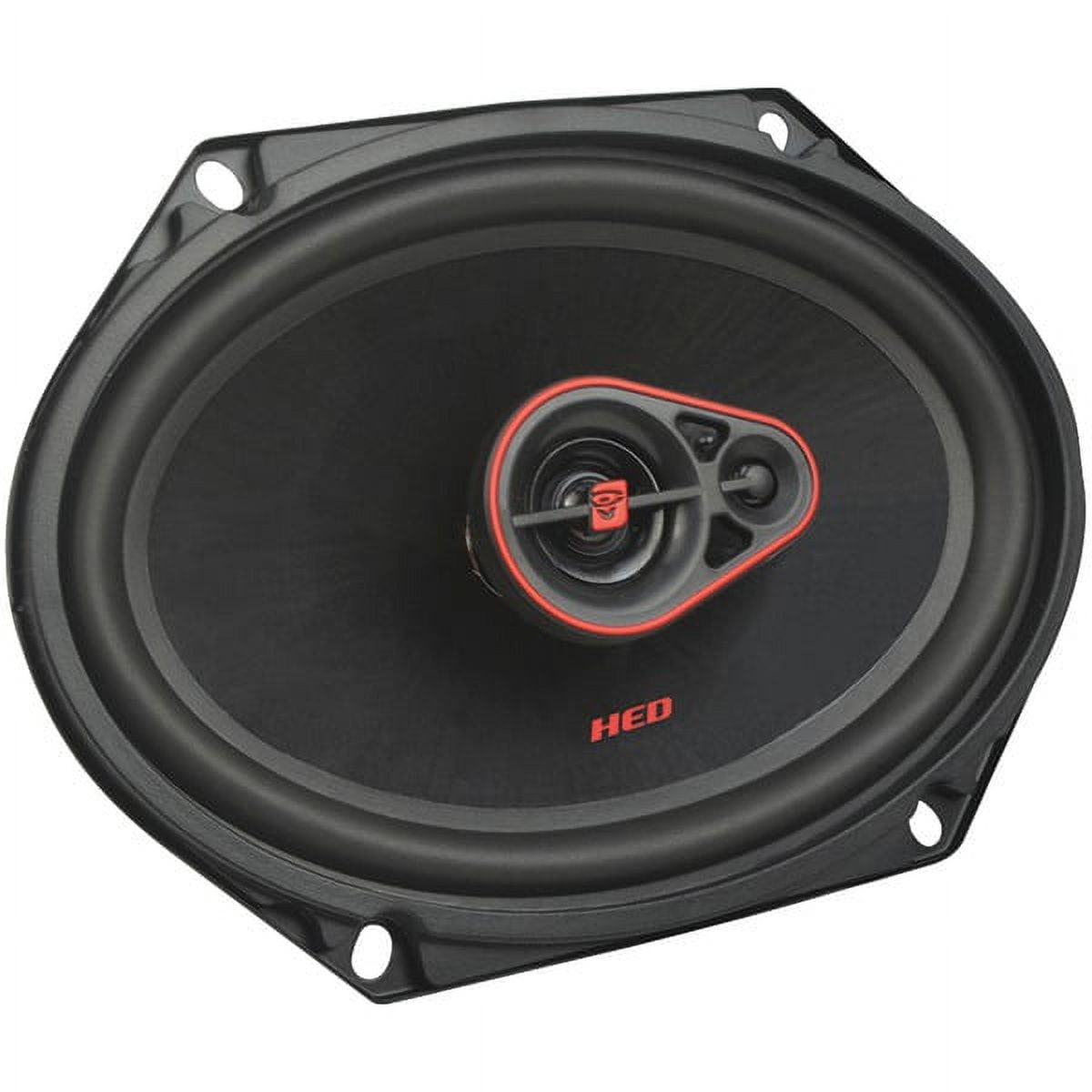 Cerwin-Vega Mobile HED Series 6-in. x 8-in. 360-Watt 3-Way Coaxial Speakers, Black and Red, 2 Pack, H7683
