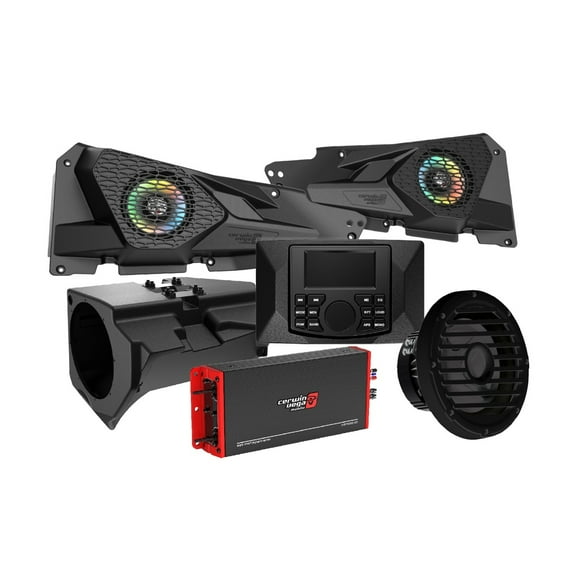 2014+ RZR XP Front Speaker Kit with 4 Channel Digital Amplifier and Media Center - RPMRZRKM22