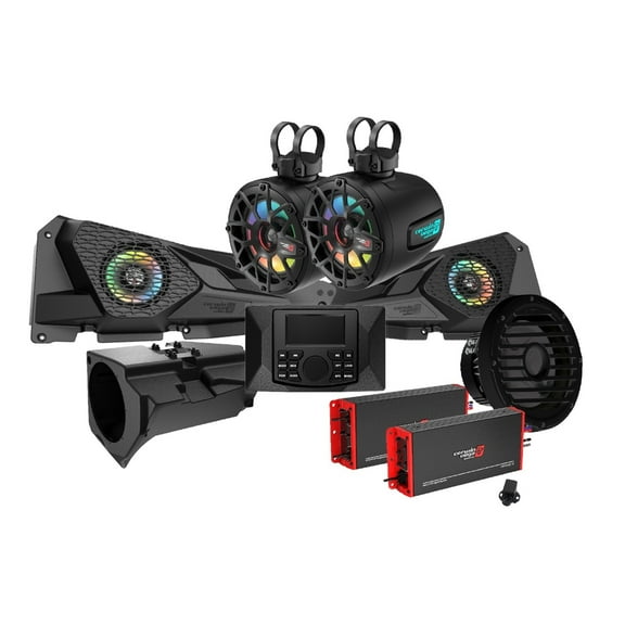 2014+ RZR XP 710W Complete Audio Kit with Dual Amplifiers, Media Center, 6.5" 2-Way Door Speakers, 6.5” 2-Way Tower Speakers and 10" Subwoofer - RPMRZRKM23
