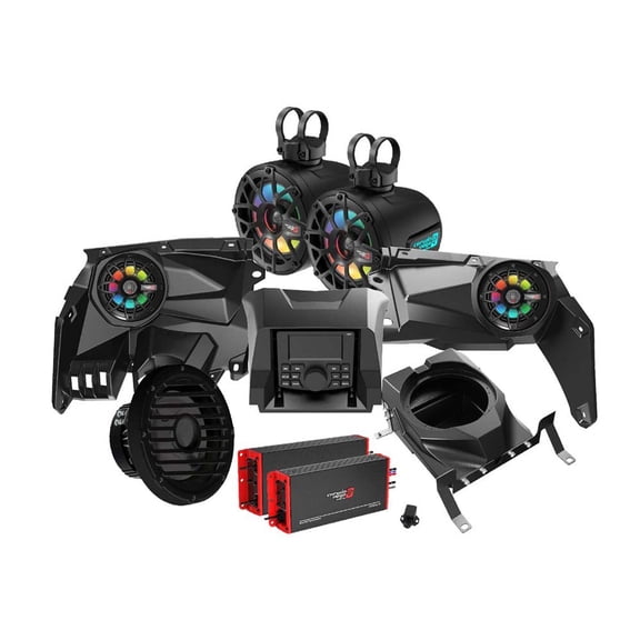 Cerwin Vega RPMX3KM3 2017+ Can Am Maverick X3/X3 Max Complete Speaker Kit with 4 Ch & 1 Ch Waterproof Amplifier, 10 Sealed Marine Subwoofer, 6.5 Tower Speaker System and CMR3 Media Audio Player