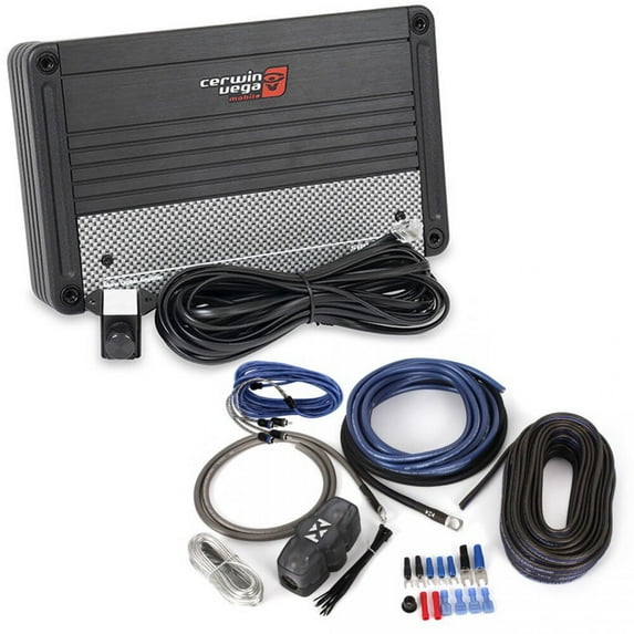 Cerwin Vega SRPM750.1D Amplifier + High Quality NVX Amp Kit 750W RMS Class-D Monoblock 2-Ohm Stable Marine Amplifier w/ Bass Knob Included