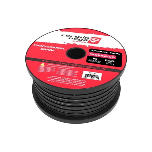 Cerwin Vega 16 Gauge Black w/Red Edge OFC Speaker Wire 250Ft Spool - SW16G250