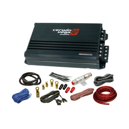 Cerwin Vega XED6004D 500W MAX 4 Channel XED Series Car Micro Compact Amplifier + 4 Gauge Amp Kit