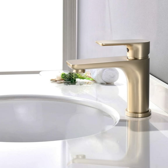 Cerypsa Bathroom Sink Faucet Brass Single Handle Single Hole Brushed Gold