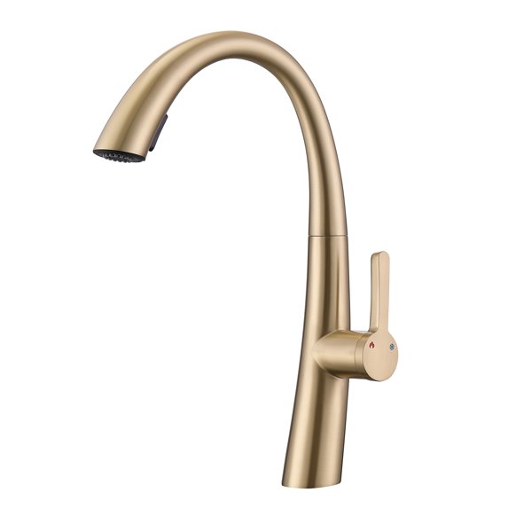 Cerypsa Brushed Gold Pull Down Single Handle Kitchen Faucet