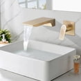 thumbnail image 1 of Cerypsa Wall Mount Waterfall Bathtub Faucet, Single Handle Bathroom Sink Faucet,Brushes Gold, 1 of 7