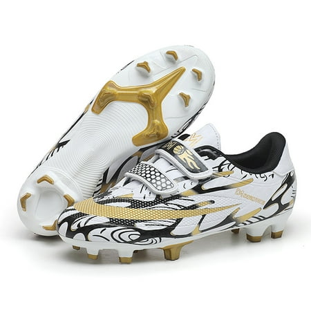 Cerythrina Kids Shoes Lightweight Soccer Cleats, Medium Round Toe White, 28