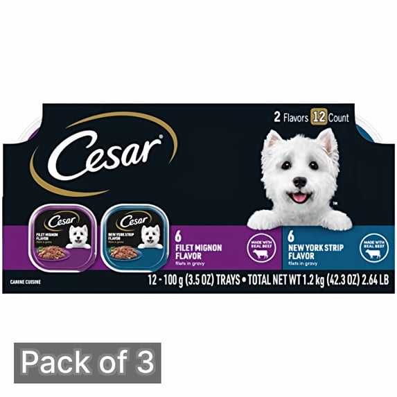 Cesar 3.5 oz Gourmet Filets Beef Wet Food Variety Pack (Pack of 3)