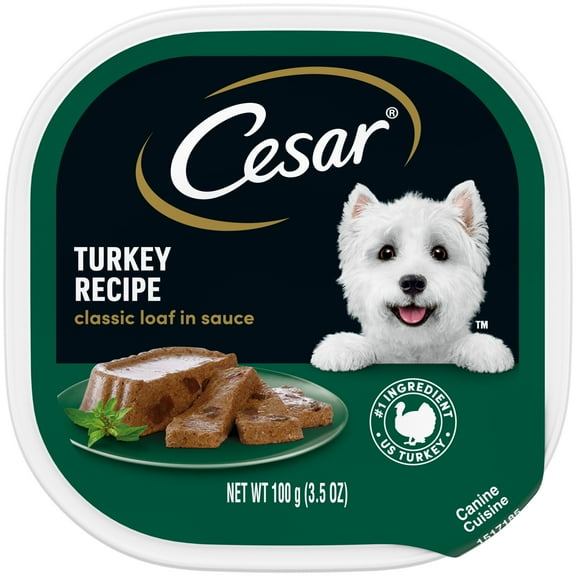 Cesar Classic Loaf In Sauce Turkey Recipe Wet Dog Food Adult, 3.5 Oz. Easy Peel Tray