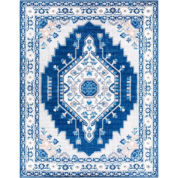 Cesar Machine Woven Traditional Rugs in Navy