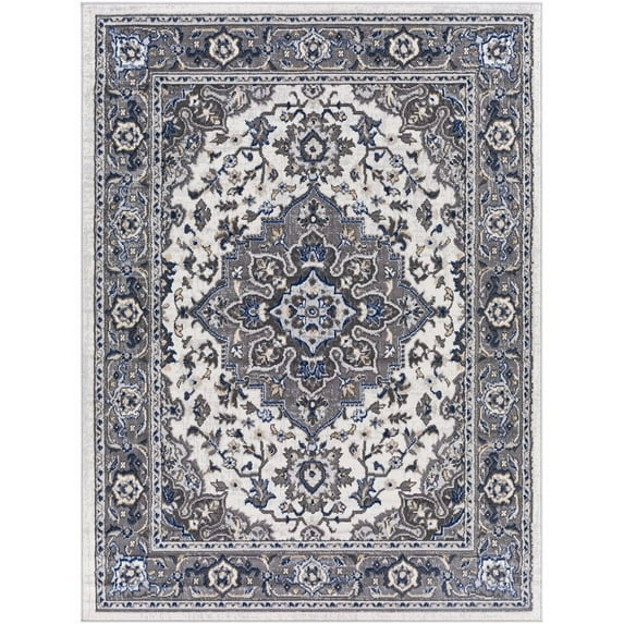 Cesar CEG-2355 6'7" x 9' Rug in Taupe/Charcoal/Gray/White/Navy