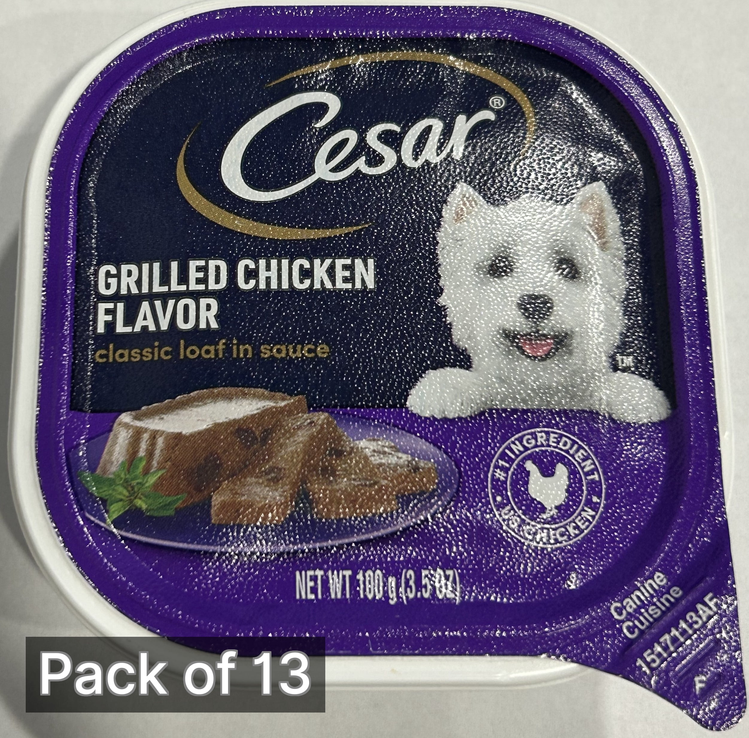 Cesar Canine Cuisine Wet Dog Food, Grilled Chicken 3.5 oz (Pack of 13)