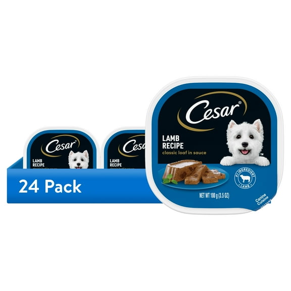(24 pack) Cesar Classic Loaf In Sauce Lamb Recipe Wet Dog Food, 3.5 Oz