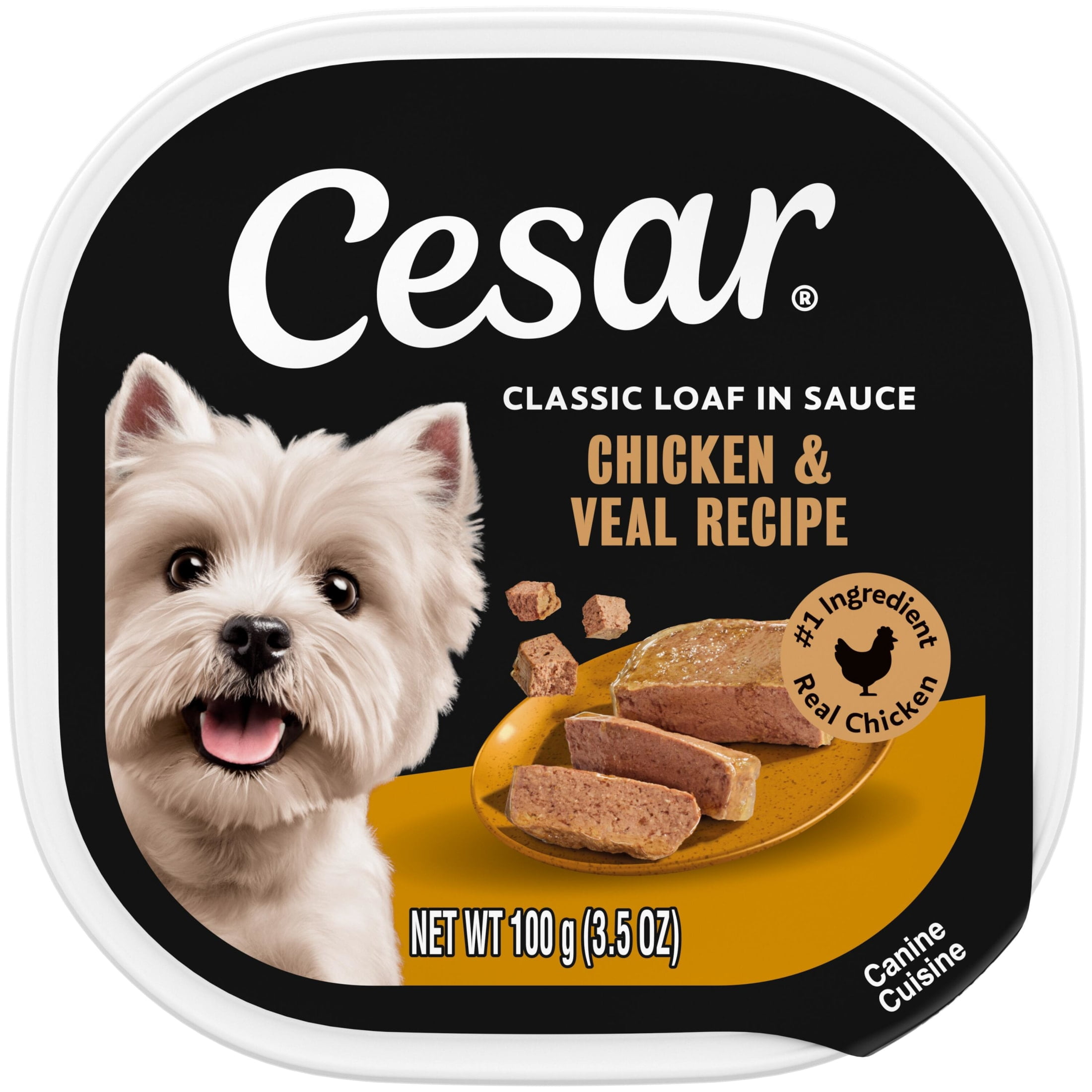 Cesar Classic Loaf in Sauce Wet Dog Food, Chicken & Veal Flavor, 3.5 oz. Easy Peel Trays, 24 Count
