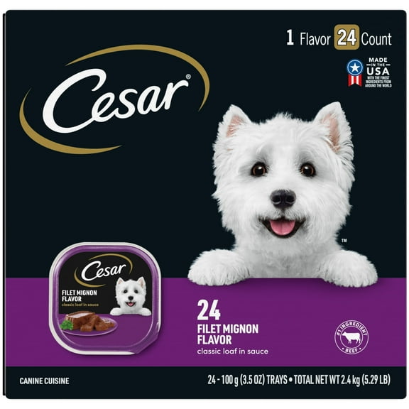 Cesar Classic Loaf In Sauce Filet Mignon Flavor Wet Dog Food, 3.5 Oz Trays (24 Pack)