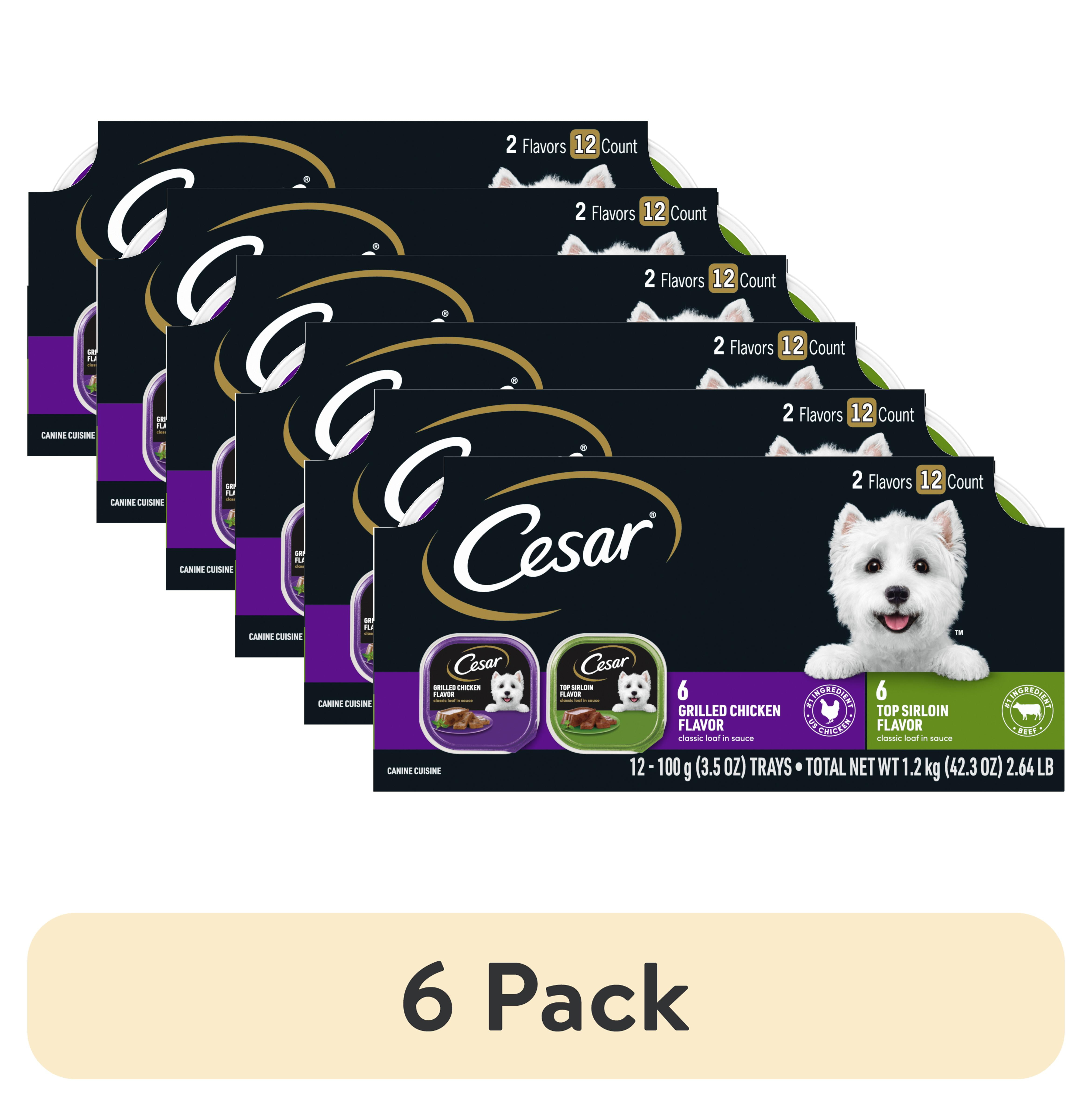 (6 pack) Cesar Classic Loaf in Sauce Wet Dog Food Variety Pack, 3.5 oz