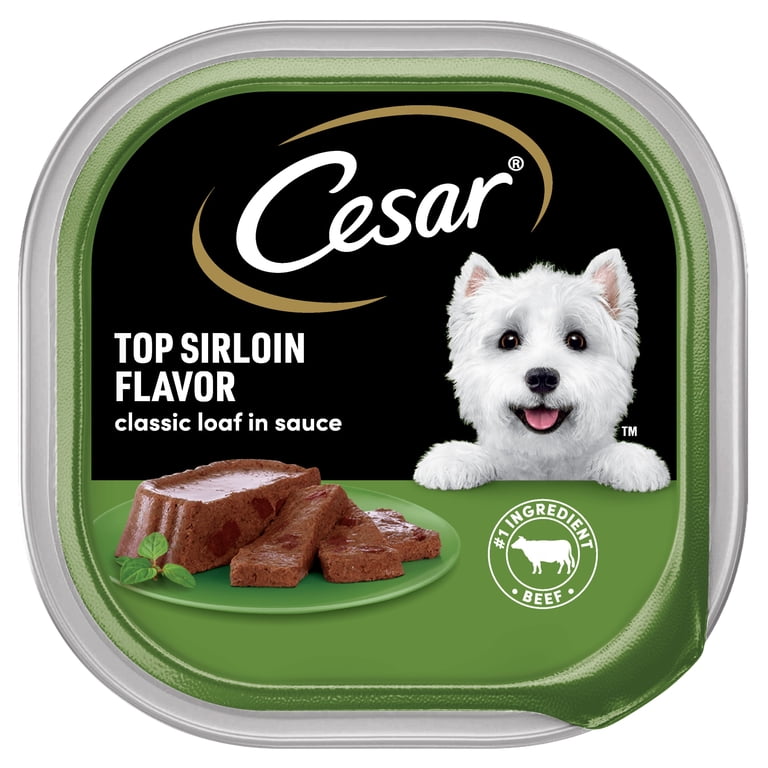 Cesar Loaf in Sauce Top Sirloin Flavor Adult Wet Dog Food, oz Easy Peel  Trays