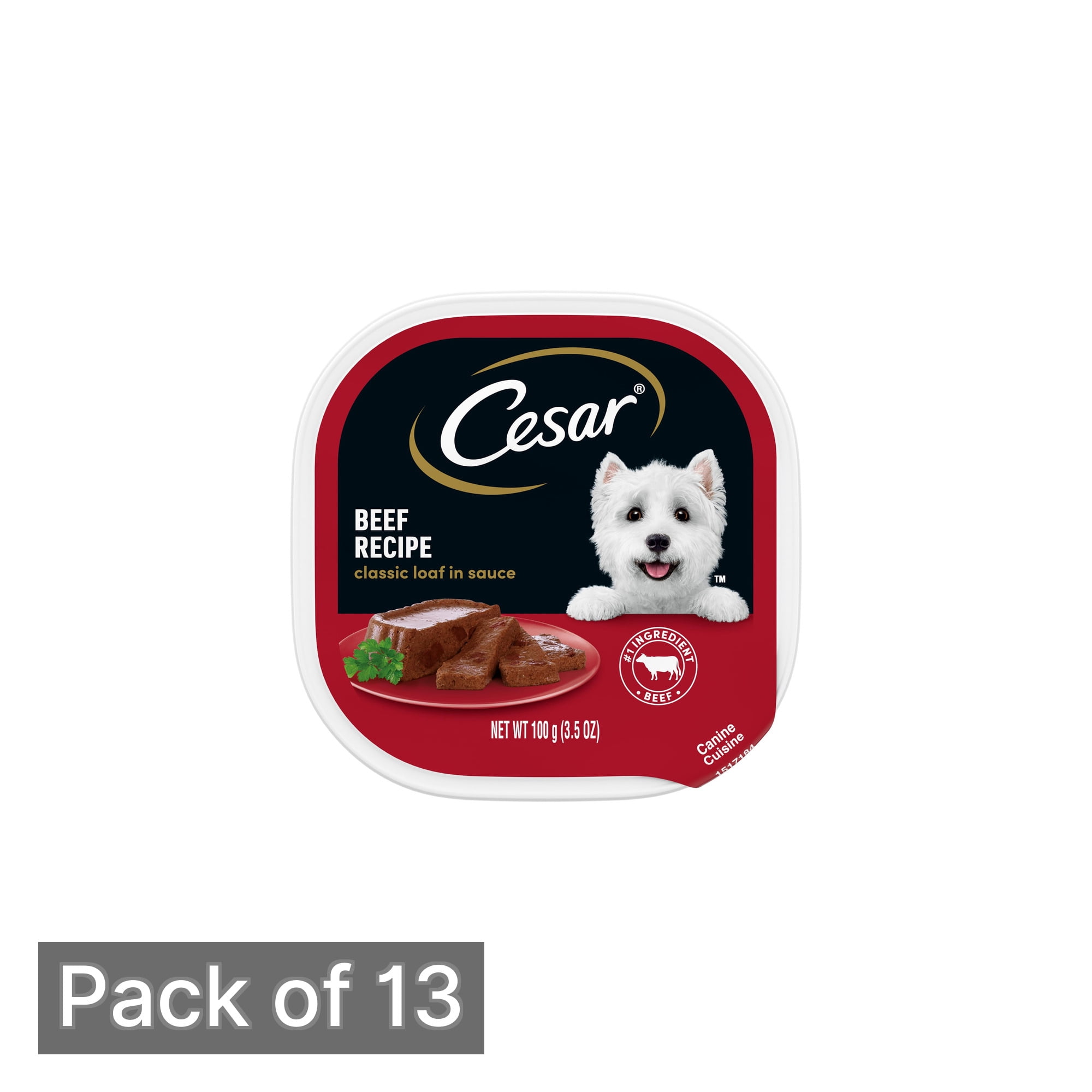 Cesar Classic Loaf in Sauce Adult Wet Dog Food, Beef Recipe 3.5 oz (Pack of 13)