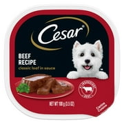 Cesar Classic Loaf in Sauce Beef Recipe Wet Dog Food, 3.5 oz Tray