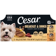 Cesar Loaf In Sauce Breakfast And Dinner Flavors Wet Dog Food Variety Pack, 3.5 Oz Trays, 12 Ct.