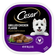Cesar Classic Loaf in Sauce Grilled Chicken Wet Dog Food, 3.5 oz Easy Peel Tray