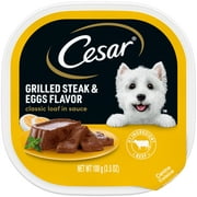 Cesar Classic Loaf in Sauce Grilled Steak & Eggs Dog Food, 3.5 oz Easy Peel Tray