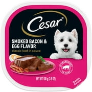 Cesar Classic Loaf in Sauce Smoked Bacon and Egg Wet Dog Food, 3.5 oz Tray