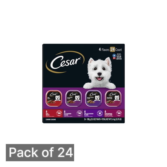 Cesar Classics Variety Pack Dog Food, 3.5 oz Trays (Pack of 24)