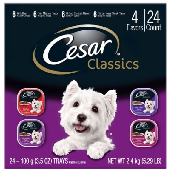 Cesar Classics Variety Pack Dog Food, 3.5 oz Trays (Pack of 4)