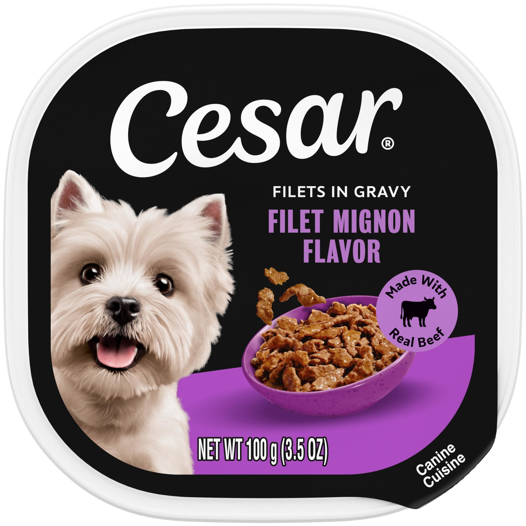 Cesar Filets In Gravy Filet Mignon Flavor Wet Dog Food Adult, 3.5 Oz Easy Peel Tray