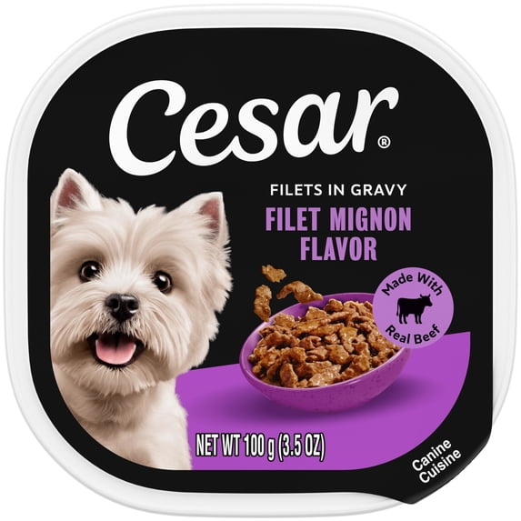 Cesar Filets In Gravy Filet Mignon Flavor Wet Dog Food Adult, 3.5 Oz Easy Peel Tray