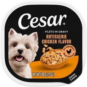 Cesar Filets in Gravy Wet Dog Food, Rotisserie Chicken Flavor, 3.5 oz. Trays, Pack of 24