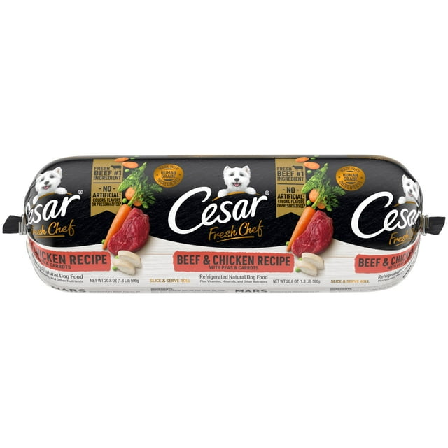 Cesar Fresh Chef Beef & Chicken With Peas & Carrots Wet Dog Food, 1.3 Lb Roll
