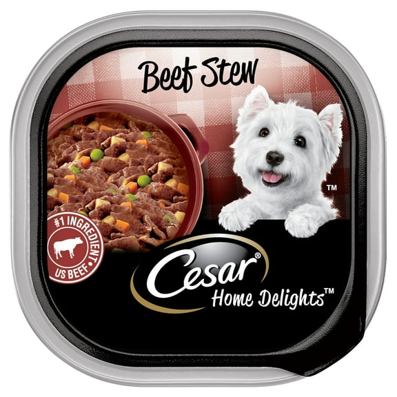 Cesar Home Delights Beef Stew Adult Soft Wet Dog Food, 3.5 oz Tray
