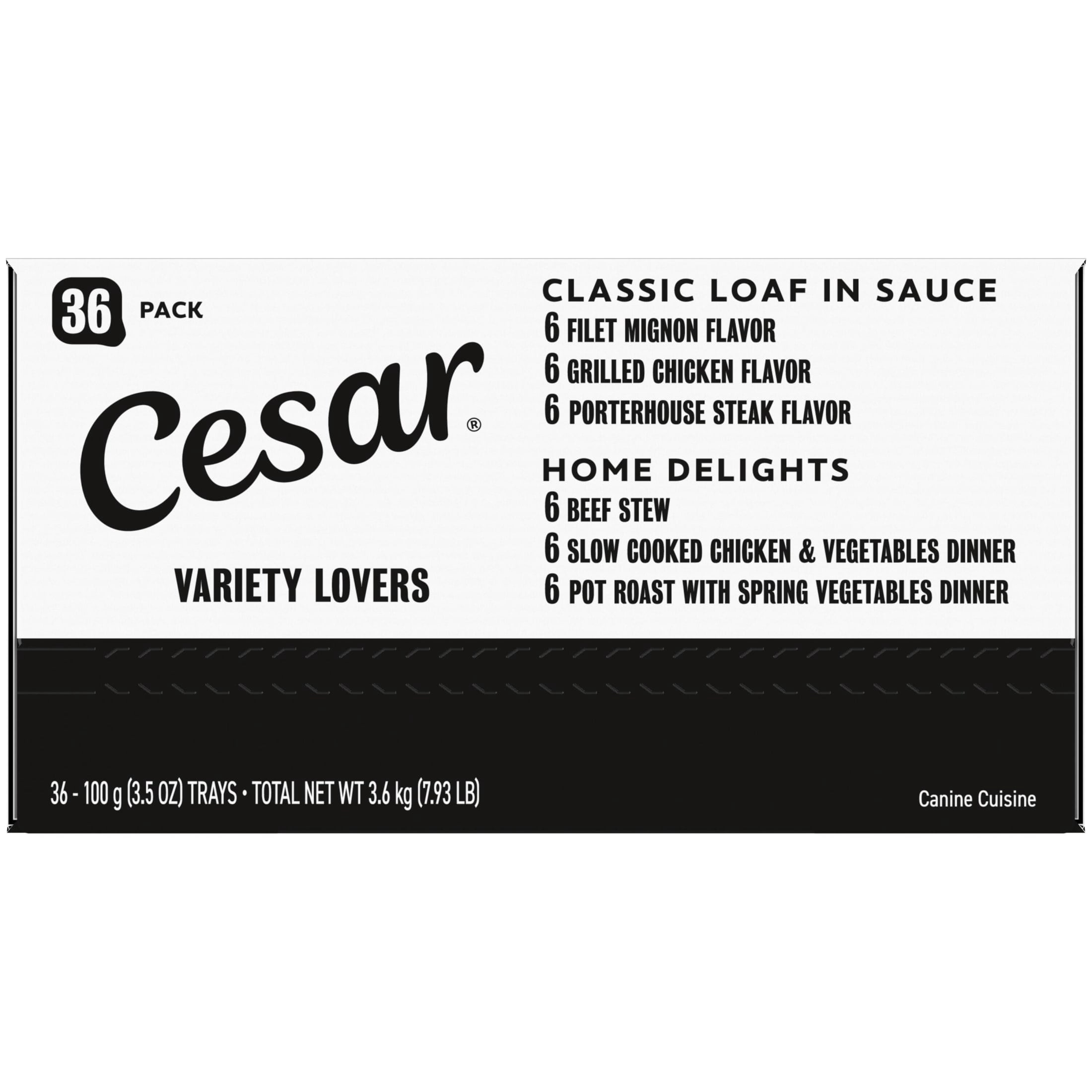 Cesar Home Delights & Classic Loaf In Sauce Variety Pack Wet Dog Food, 3.5 Oz Trays (36 Ct)